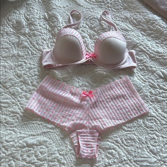 Victoria's Secret Neon Pink and Soft Pink Bra & Panty Set - Picture 1 of 6